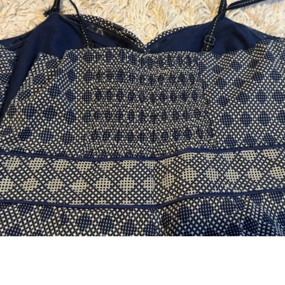 Elevenses Anthropologie‎ Remy Blue Geometric Print Wide Leg Jumpsuit Size 4 VGC - Picture 9 of 10